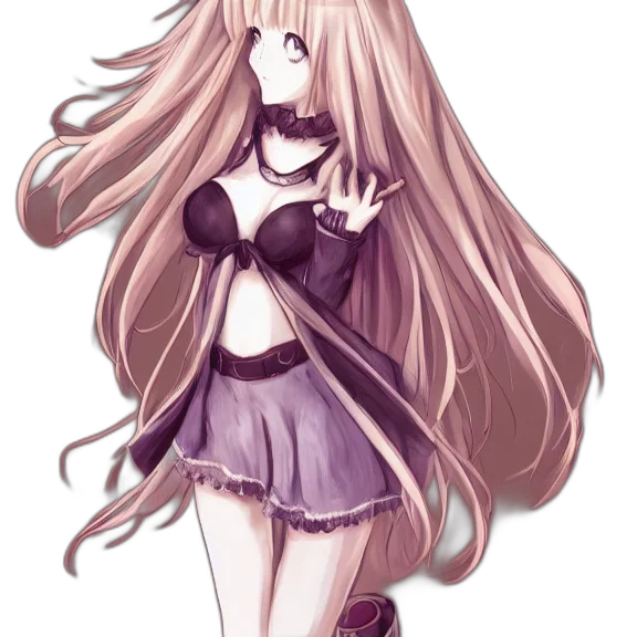 dress, hair, staff, mask transparent PNG cut-out
