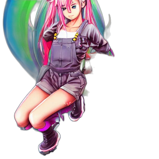 jacket, staff, weapon, anime, cartoon, pixel art, concept art, neon lights transparent PNG cut-out