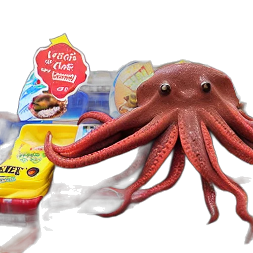 food, creature, animal, 3d render, octopus, supermarket transparent PNG cut-out