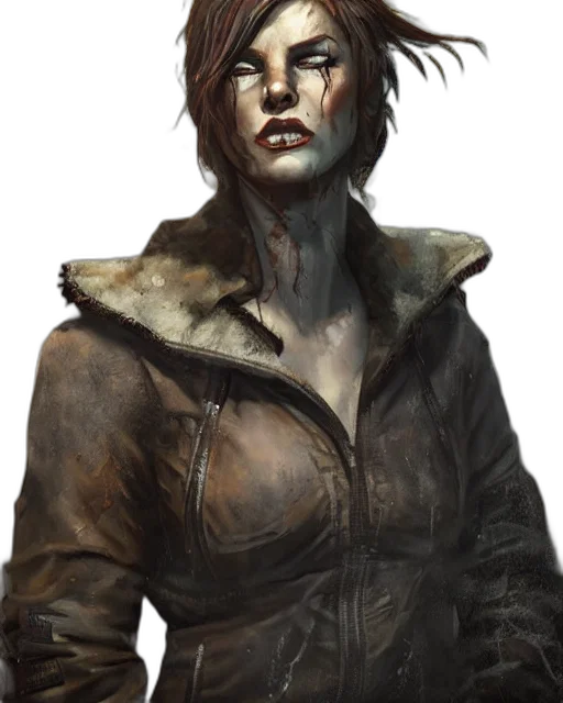 jacket, face, concept art, fantasy art, cyberpunk, comic book art, dark, earth tones transparent PNG cut-out