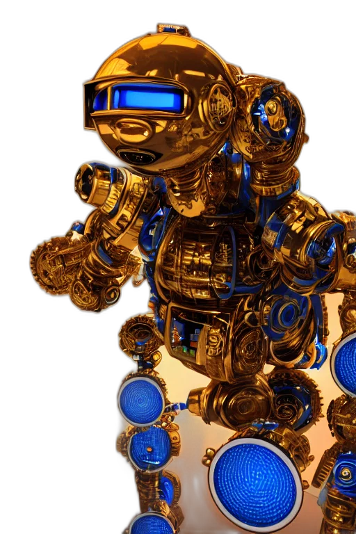 robot, jewelry, weapon, animal, 3d render, concept art, cyberpunk, golden transparent PNG cut-out