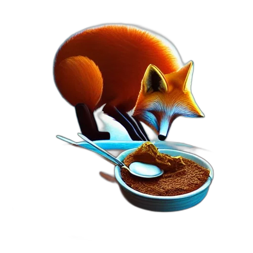 food, animal, creature, concept art, 3d render, pixel art, photorealistic, fox transparent PNG cut-out
