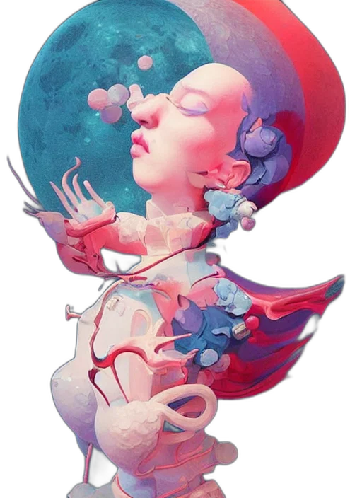 fantasy art, watercolor, concept art, vaporwave, outer space, blue, red, pastel transparent PNG cut-out
