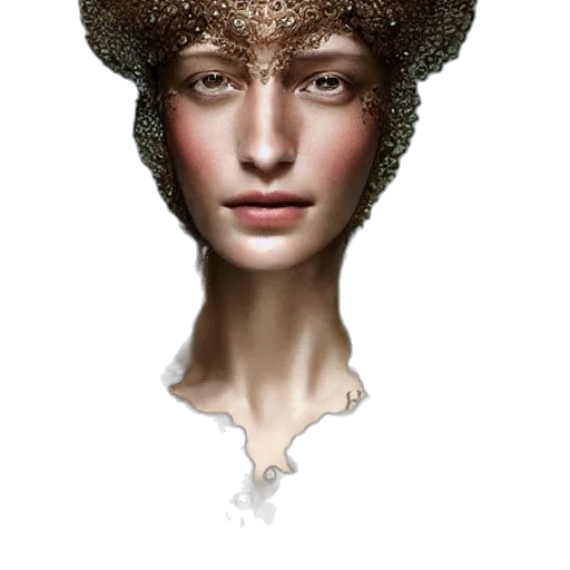 hat, hair, crown, face, photorealistic, fantasy art, concept art, 3d render transparent PNG cut-out