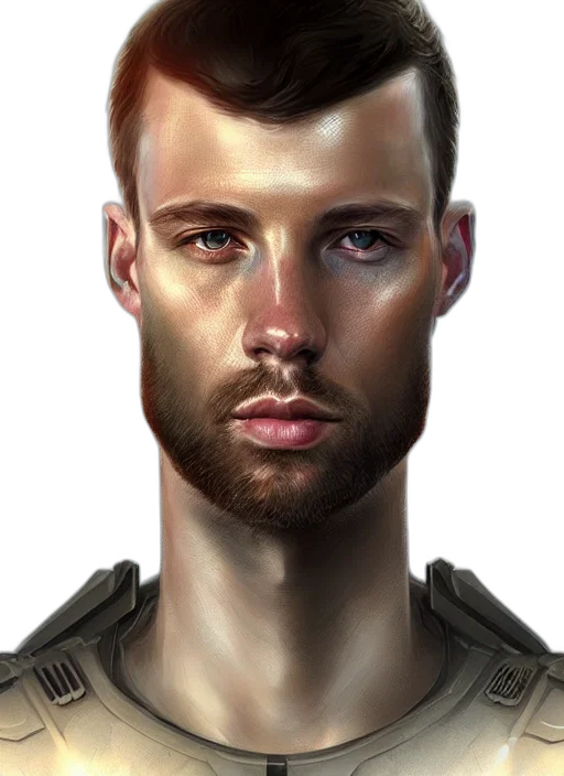 face, jacket, robot, photorealistic transparent PNG cut-out