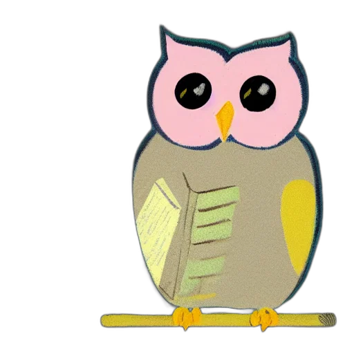 staff, cartoon, 3d render, concept art, cute, pastel, owl, holding transparent PNG cut-out