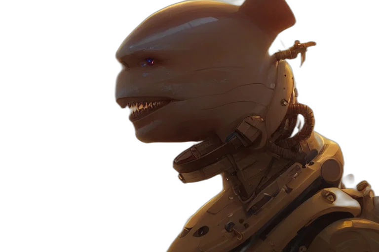 robot, creature, face, mask, concept art, 3d render, cyberpunk, fantasy art transparent PNG cut-out