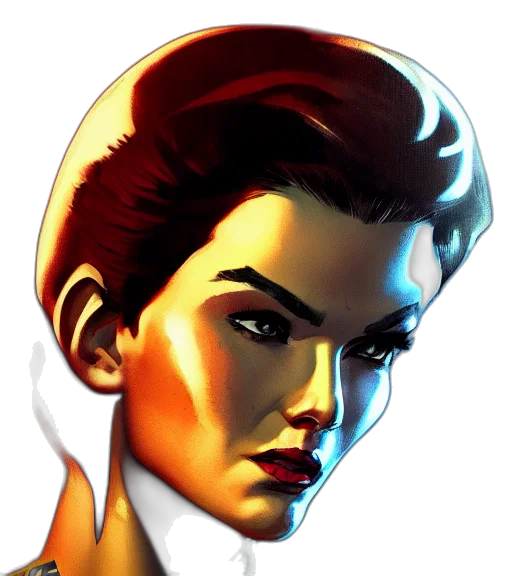 face, comic book art, concept art, photorealistic, pixel art, neon lights, golden, red transparent PNG cut-out