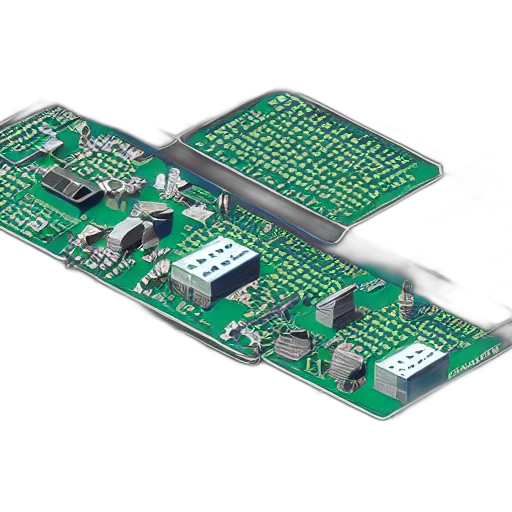 render, isometric, motherboard, city transparent PNG cut-out