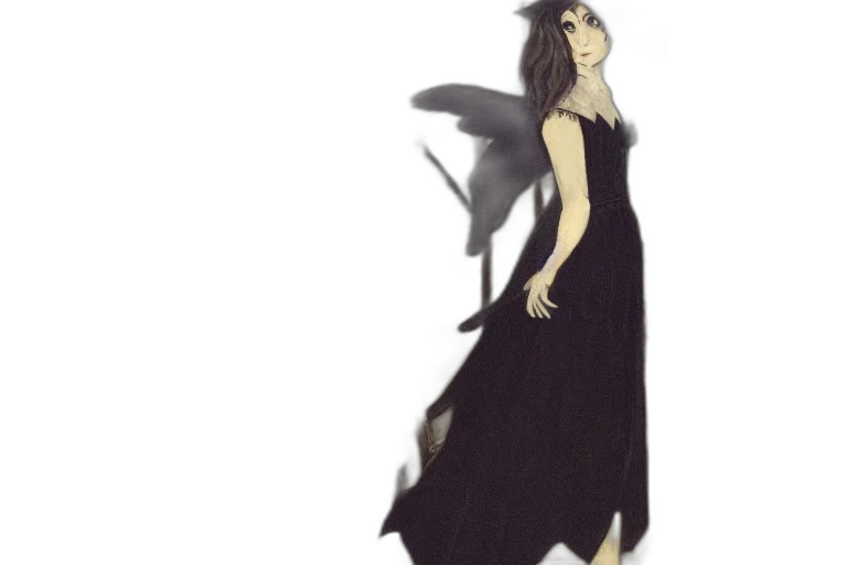 dress, dragon, creature, staff transparent PNG cut-out