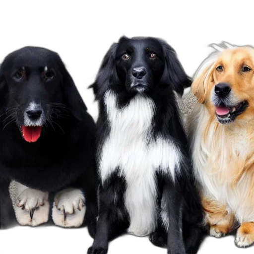 animal, two, dog, black, white transparent PNG cut-out