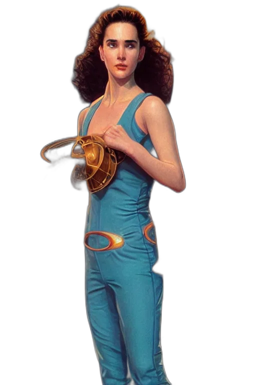 dress, staff, hair, jewelry transparent PNG cut-out
