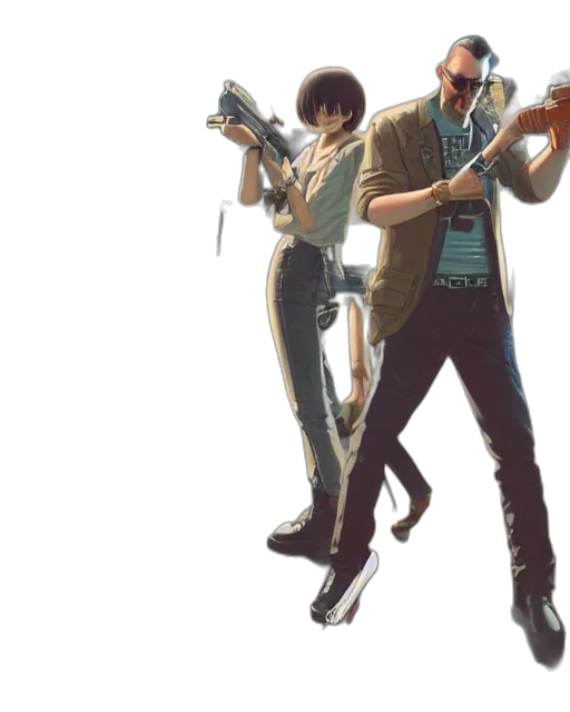 weapon, jacket, concept art, cyberpunk transparent PNG cut-out