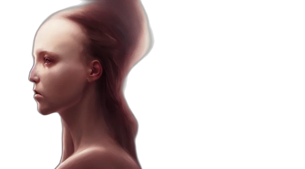 hair, face, crown, photorealistic, concept art, fantasy art, oil painting, underwater transparent PNG cut-out
