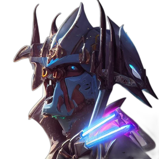 mask, weapon, staff, dragon, concept art, fantasy art, cyberpunk, vaporwave transparent PNG cut-out