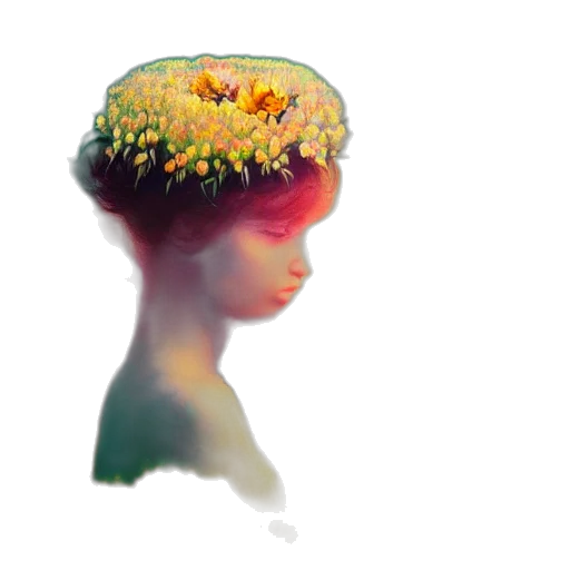 crown, hat, flower, face transparent PNG cut-out