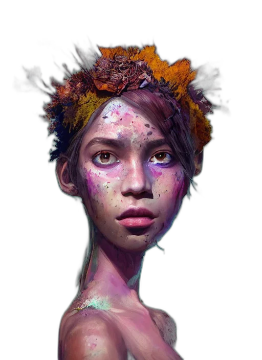crown, face, mask, creature, fantasy art, concept art, photorealistic, watercolor transparent PNG cut-out