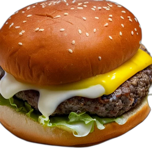 food, animal, weapon, photorealistic, 3d render, cheeseburger, cheese transparent PNG cut-out