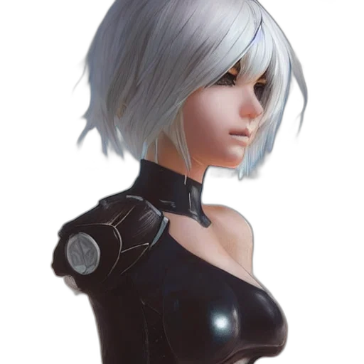 robot, face, jacket, dress, concept art, cyberpunk, fantasy art, 3d render transparent PNG cut-out