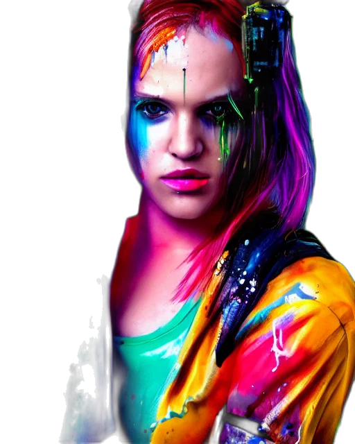 face, jacket, hair, cyberpunk transparent PNG cut-out