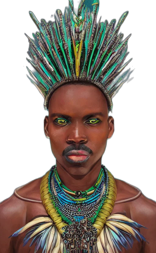 mask, face, jewelry, staff, photorealistic, 3d render, fantasy art, concept art transparent PNG cut-out
