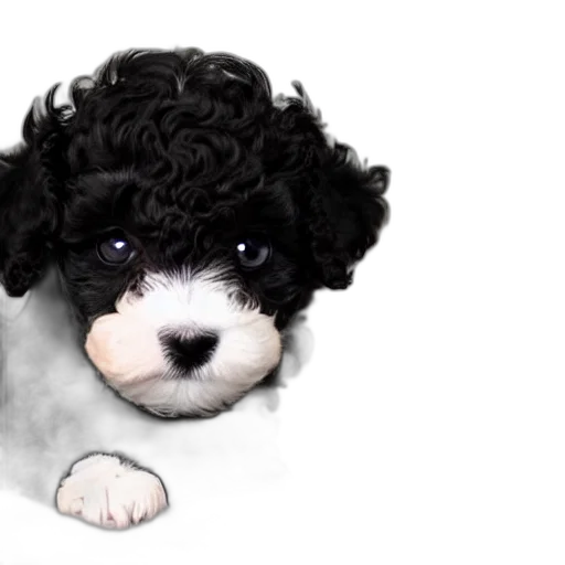animal, photorealistic, 3d render, black, toy, poodle, puppy transparent PNG cut-out