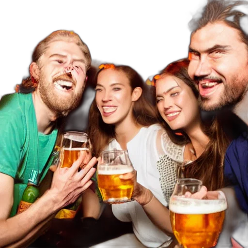 photorealistic, party, friends, while, drinking, heineken, beer transparent PNG cut-out