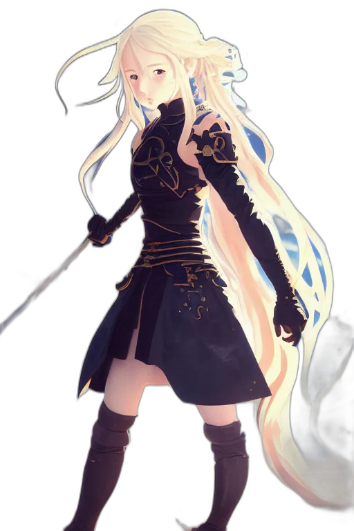 sword, staff, weapon, dress, anime, concept art, fantasy art, pixel art transparent PNG cut-out