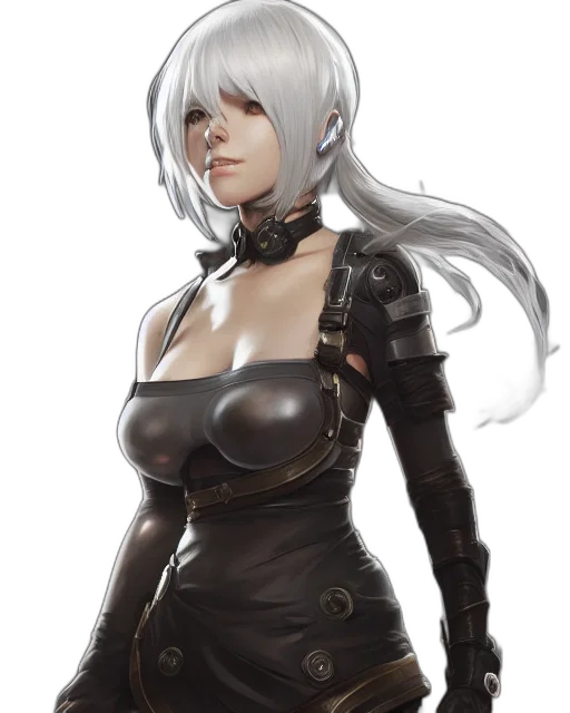 dress, jacket, staff, weapon, concept art, fantasy art, cyberpunk, comic book art transparent PNG cut-out