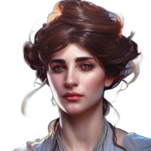 face, crown, hair, staff, concept art, fantasy art, photorealistic, oil painting transparent PNG cut-out