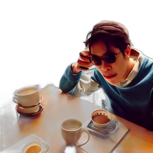 photorealistic, vaporwave, oil painting, collection, vacation, photos, byun, baekhyun transparent PNG cut-out