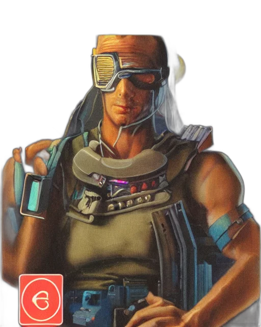 robot, weapon, face, staff, cyberpunk, concept art, vaporwave, comic book art transparent PNG cut-out