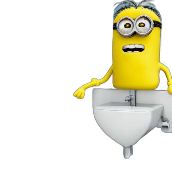 robot, furniture, 3d render, photorealistic, photo, minion, yellow, blue transparent PNG cut-out