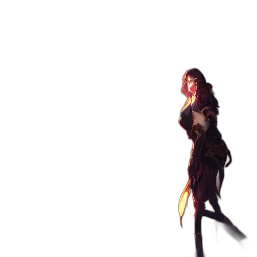 dress, hair, creature, staff, concept art, 3d render, fantasy art, pixel art transparent PNG cut-out