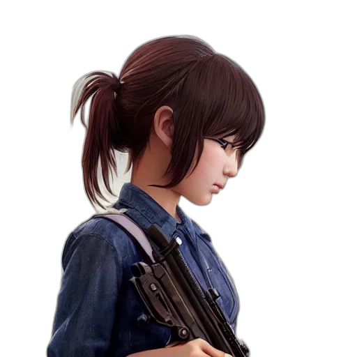 weapon, jacket, staff, face transparent PNG cut-out