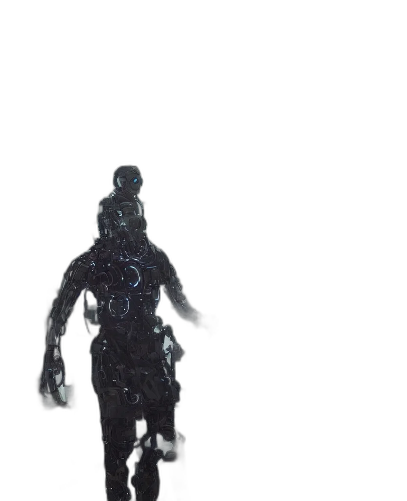 robot, mask, creature, staff transparent PNG cut-out