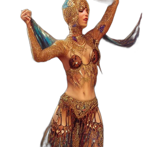 jewelry, mask, staff, dress, fantasy art, concept art, 3d render, photorealistic transparent PNG cut-out