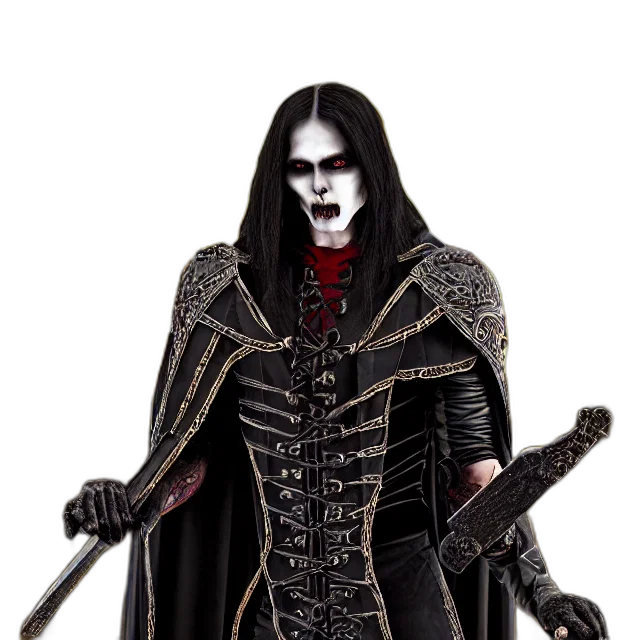 mask, staff, jacket, concept art, fantasy art, comic book art, 3d render, dark transparent PNG cut-out
