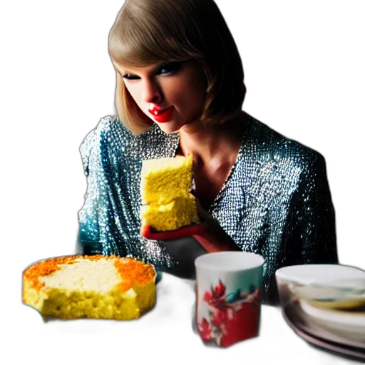 food, 3d render, taylor, swift, eating, yellow, cake, plate transparent PNG cut-out