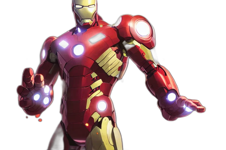 3d render, concept art, comic book art, super, ironman, single, subject, scenic transparent PNG cut-out