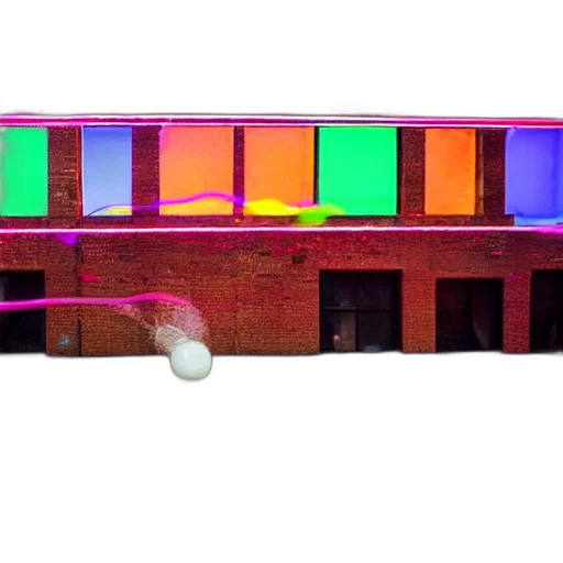 building, 3d render, neon lights, neon, colorful, sidewalk, covered, soap transparent PNG cut-out