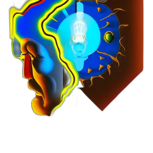 robot, crown, mask, jewelry, concept art, 3d render, vaporwave, cyberpunk transparent PNG cut-out