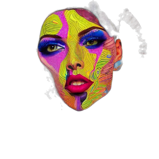 mask, face, creature, hat, watercolor, photorealistic, vaporwave, fantasy art transparent PNG cut-out