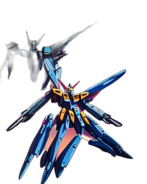 weapon, robot, sword, concept art, 3d render, vaporwave, anime, blue transparent PNG cut-out