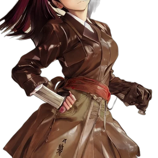 jacket, staff, dress, weapon, concept art, anime, fantasy art, photorealistic transparent PNG cut-out
