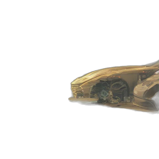 car, jewelry, weapon, shoes, 3d render, concept art, photorealistic, golden transparent PNG cut-out
