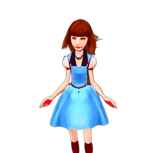 dress, staff, cartoon, 3d render, concept art, pixel art, pastel, blue transparent PNG cut-out