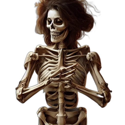 face, jewelry, hair, mask, concept art, photorealistic, 3d render, skeleton transparent PNG cut-out