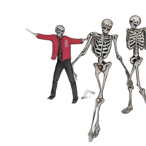 concept art, 3d render, red, human, skeleton, dancing transparent PNG cut-out