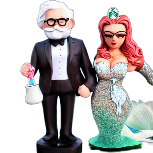 3d render, underwater, colonel, sanders transparent PNG cut-out
